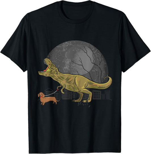 Dinosaur T Rex Dog Dachshund T-Shirt for Men Women Girls Kids