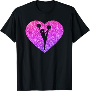 Cute Cheerleader Heart Gift For Girls Teens And Women T-Shirt