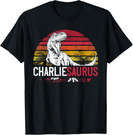 Charlie Saurus Funny Personalized Dinosaur T Rex Name Gift T-Shirt