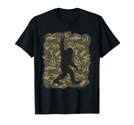 Bigfoot Sasquatch Peace Big Foot Squatch Army Camouflage Men T-Shirt