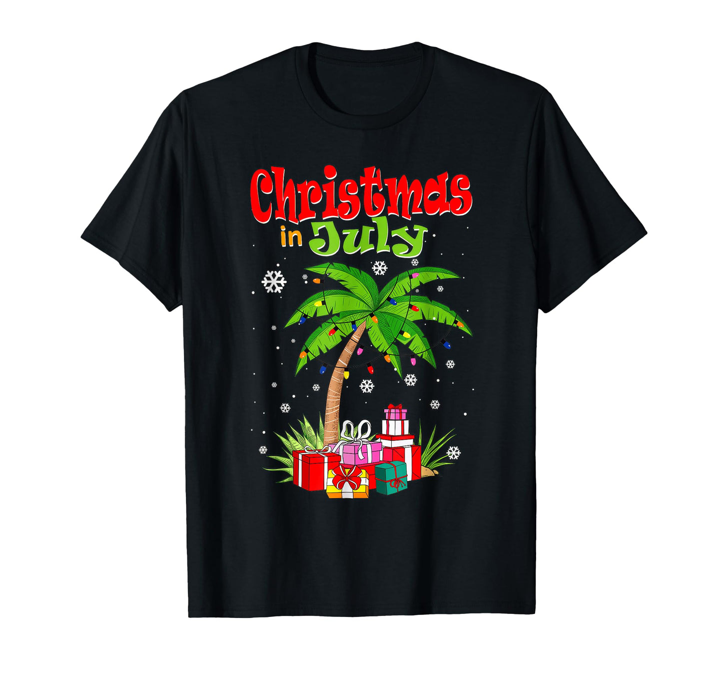 Christmas in July Palm Tree Xmas Tree Beach Summer Vacation T-Shirt