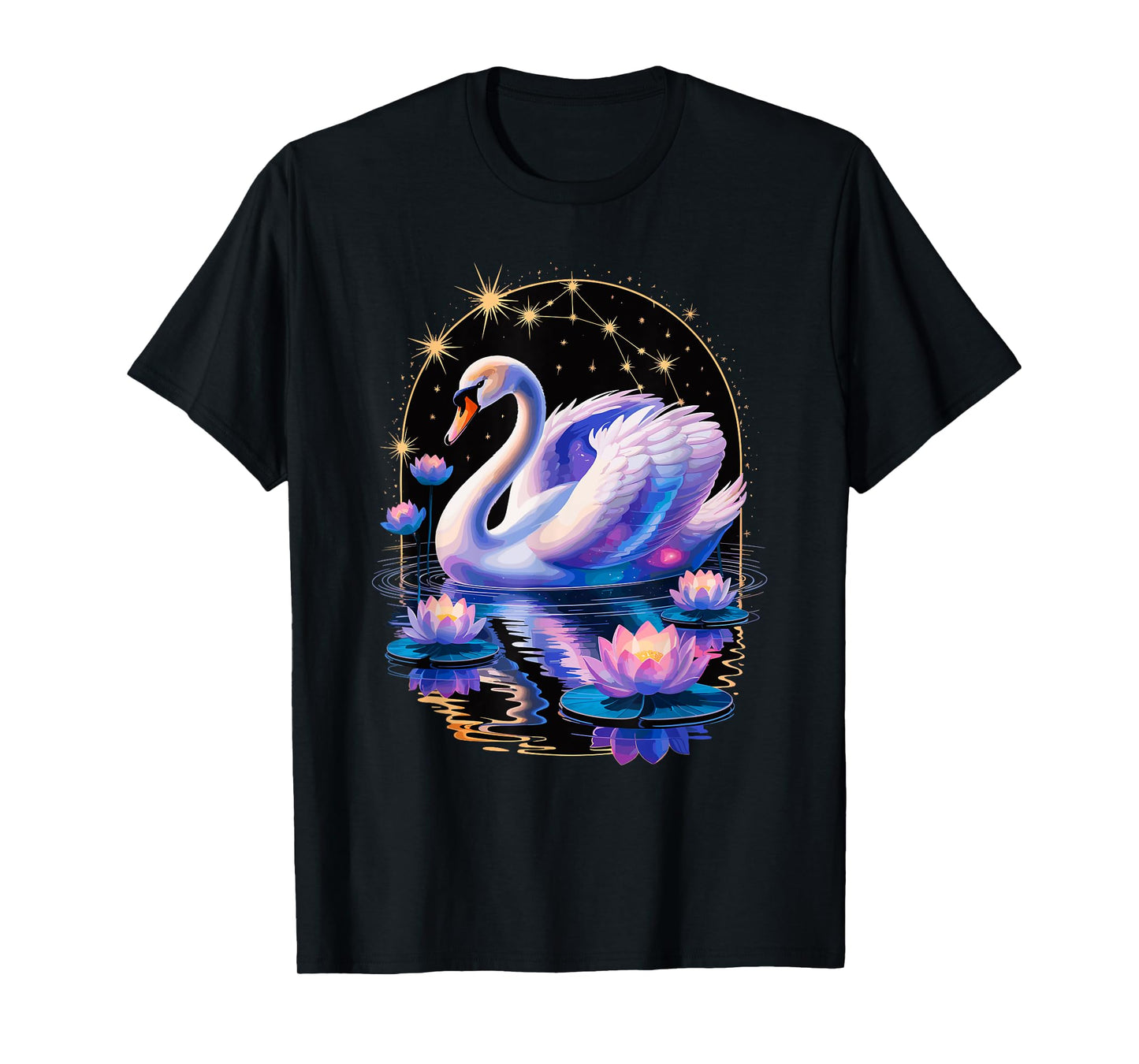 Space Flowers Swan Swans T-Shirt