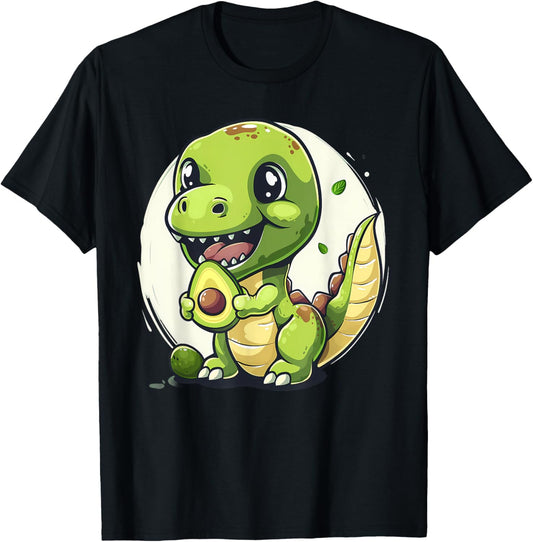 Avocado Dino Watercolor Motif Animal Art Colourful Artwork T-Shirt