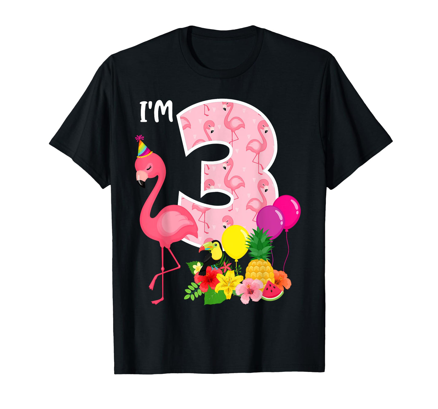Flamingo Birthday I'm 3 Tropical Flamingo Theme 3rd Birthday T-Shirt