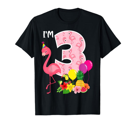 Flamingo Birthday I'm 3 Tropical Flamingo Theme 3rd Birthday T-Shirt