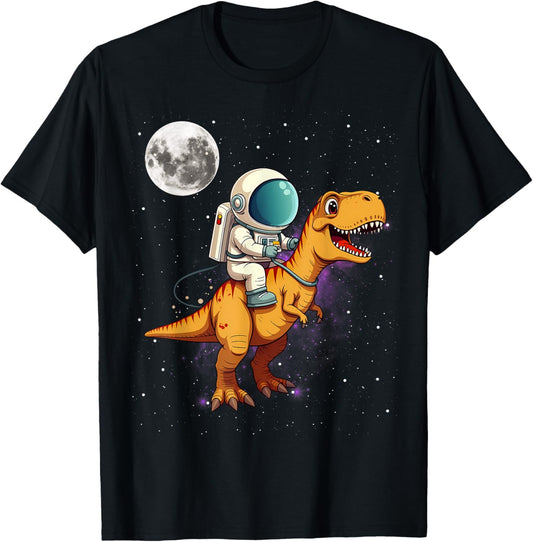 Dinosaur Astronaut Funny Astronaut Riding T-Rex Lover Space T-Shirt