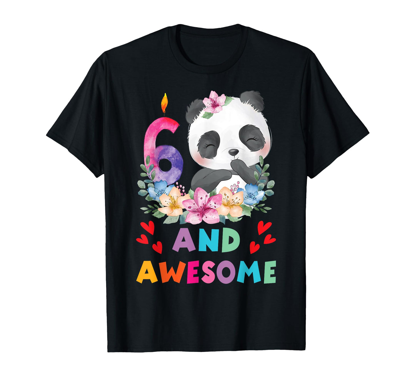 6 Years Old 6th Birthday Panda Unicorn Girl Party Gift T-Shirt