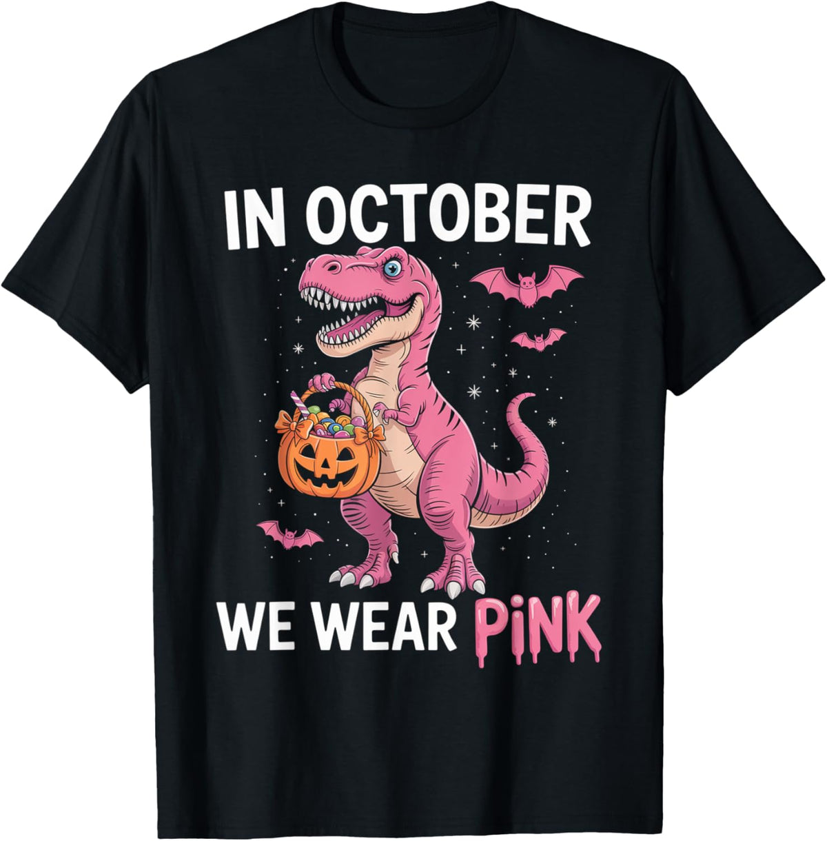 In October We Wear Pink Dinosaur Boys Kids Breast Cancer T-Shirt