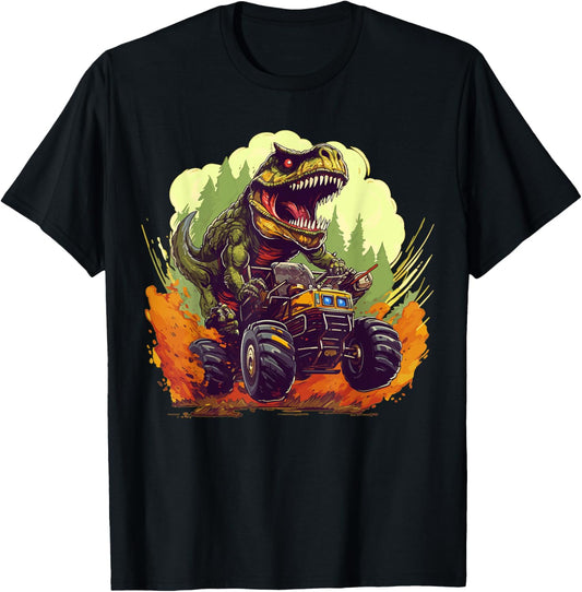 Dinosaur TRex Riding an ATV ORV All Terrain On Dirt Road T-Shirt