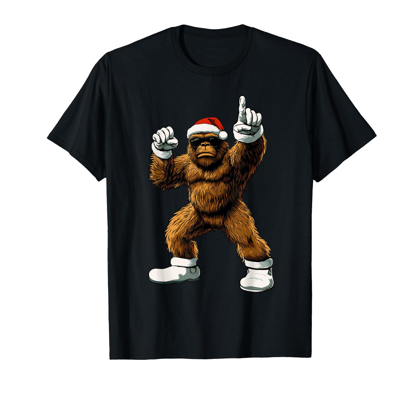 Christmas Funny Graphic Tee Bigfoot Santa Kids Boys Men Xmas T-Shirt