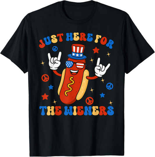 I'm Just Here For The Wieners Funny 4th Of July Hot-Dog T-Shirt