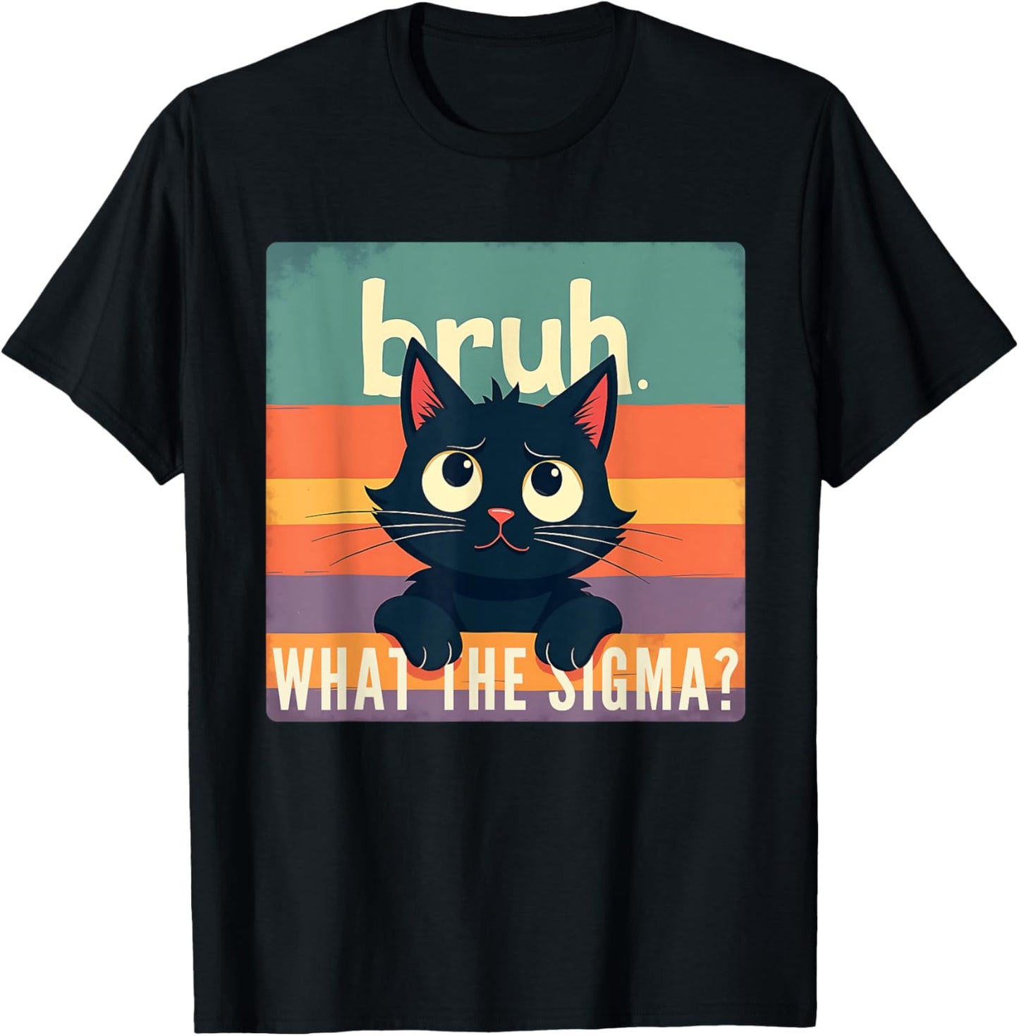 Bruh Cat What The Sigma Funny Meme Vintage Kids Youth T-Shirt
