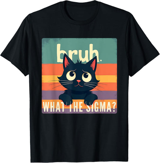 Bruh Cat What The Sigma Funny Meme Vintage Kids Youth T-Shirt