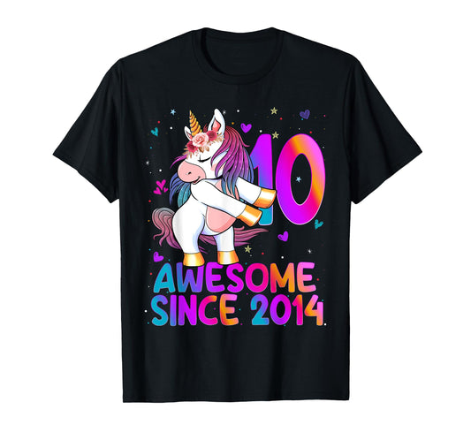 Double Digits Unicorn 10 Year Old 10th Birthday Girl Unicorn T-Shirt