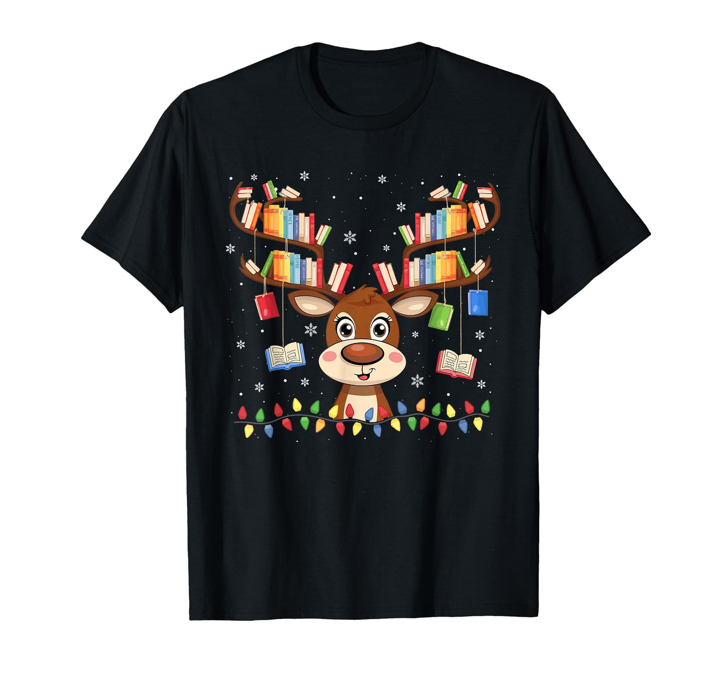 Christmas Librarian Reindeer Matching Family Book Lover Xmas T-Shirt
