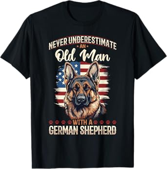 German Shepherd Dog Breed Pet Never Underestimate an Old Man T-Shirt