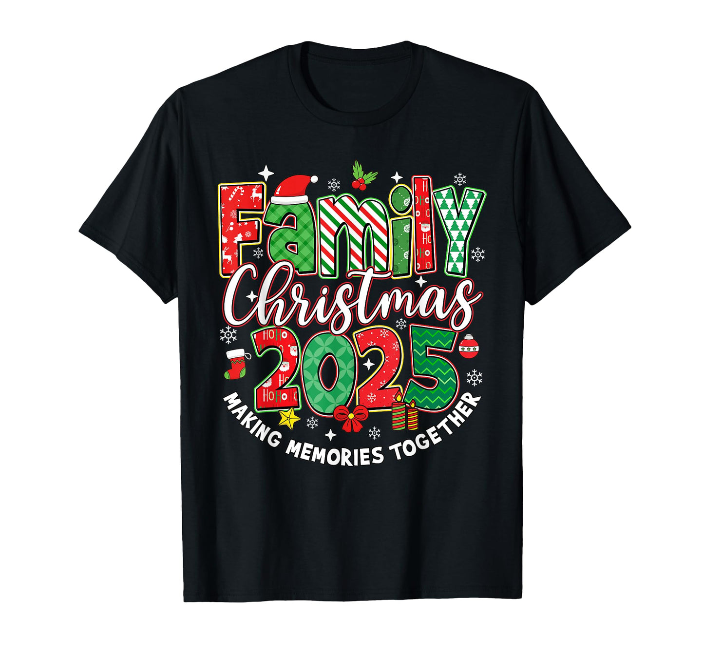 Family Christmas 2025 Squad Santa Elf Xmas Matching Outfit T-Shirt