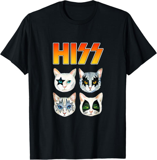 HISS Cat Kitten Meow Rocker Parody Band Funny Cat Lover T-Shirt