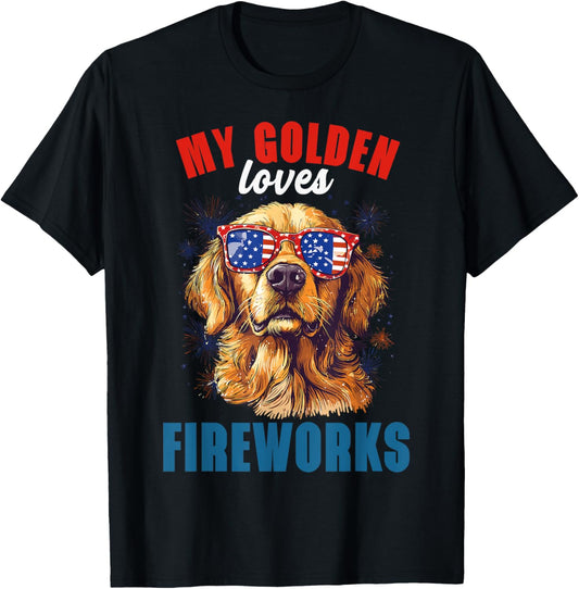 My Retriever Loves Fireworks 4th Of July Patriotic Dog Lover T-Shirt