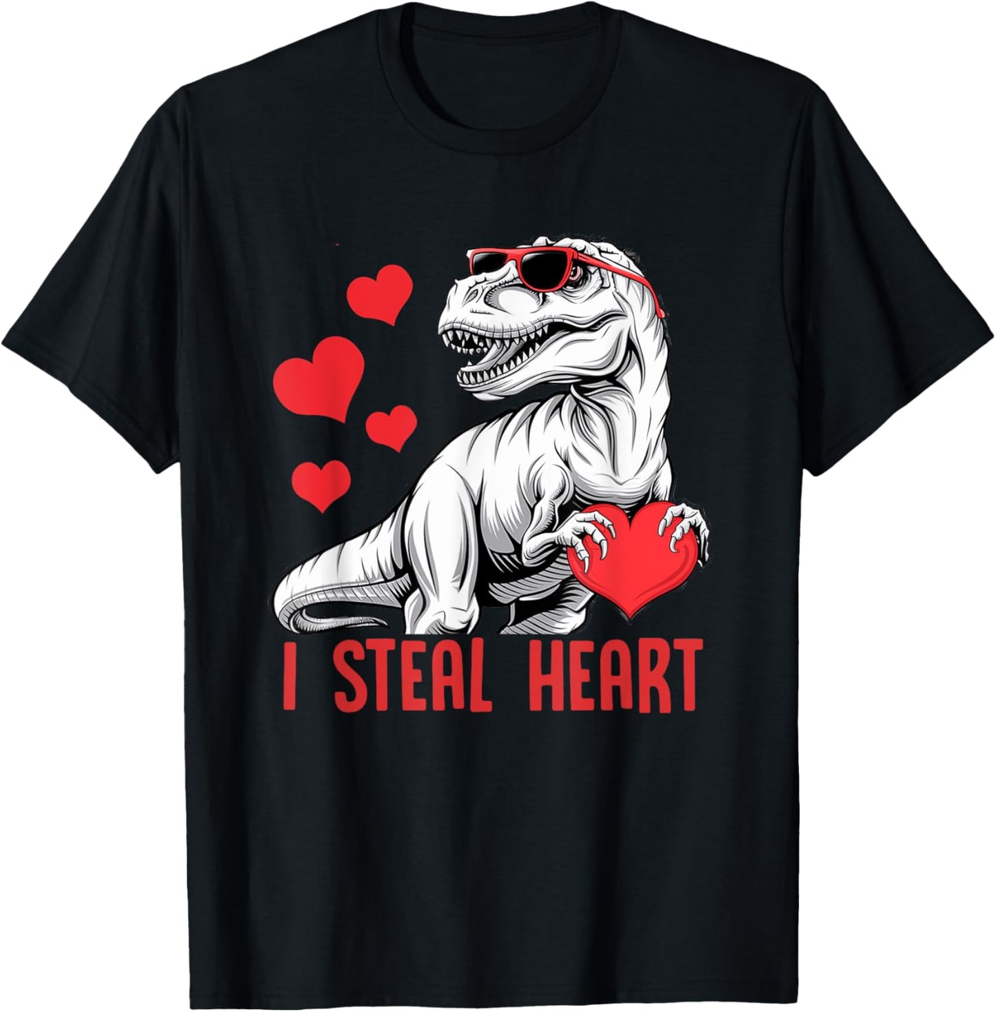 I Steal Heart T-Rex Dinosaur Valentine Kids Boys T-Shirt