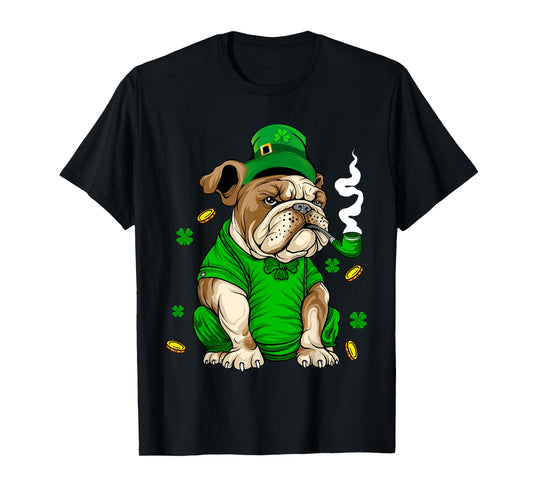 St Patricks day Bulldog Dog irish Saint Patrick Day T-Shirt for Men Women Kids