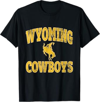 Vintage Wyoming Retro Cowboy Riding A Bucking Horse T-Shirt