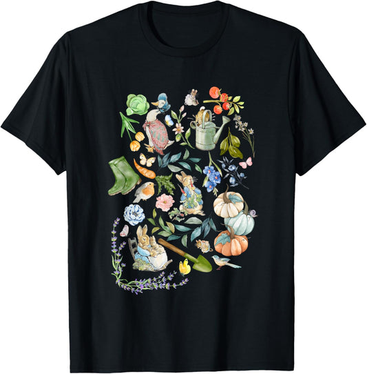 Cottagecore Rabbit Easter Holiday Gardener Bookish Spring T-Shirt
