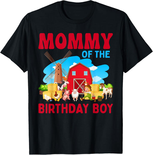 Mommy Of The Birthday Boy Farm Farmer Theme T-Shirt