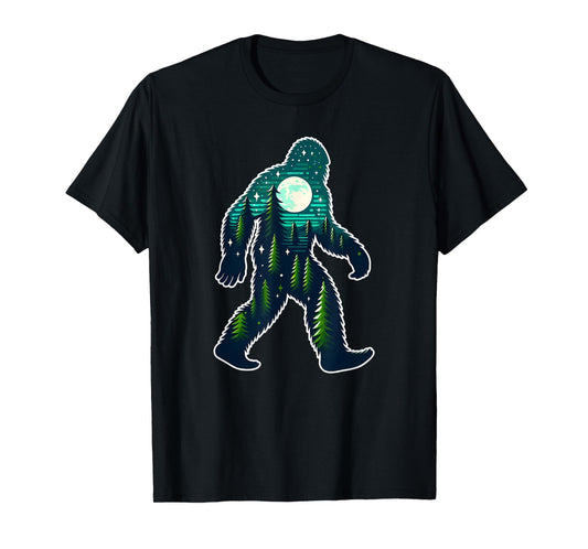 Bigfoot Sasquatch Evening Forest Silhouette T-Shirt
