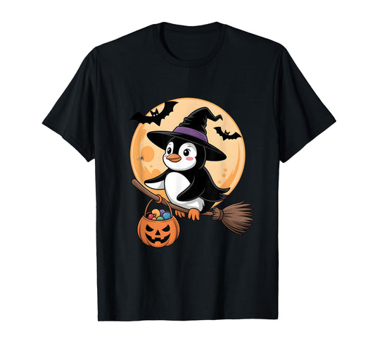 Penguin Witch Hat Pumpkin Halloween Costume Men Women Kids T-Shirt