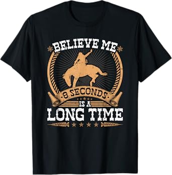 Bucking Bronco 8 Seconds Western Rodeo Cowboy Bronc Rider T-Shirt