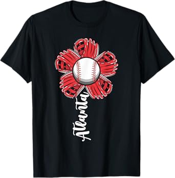 Cute Flower Atlanta Retro Baseball Lover Game Day T-Shirt