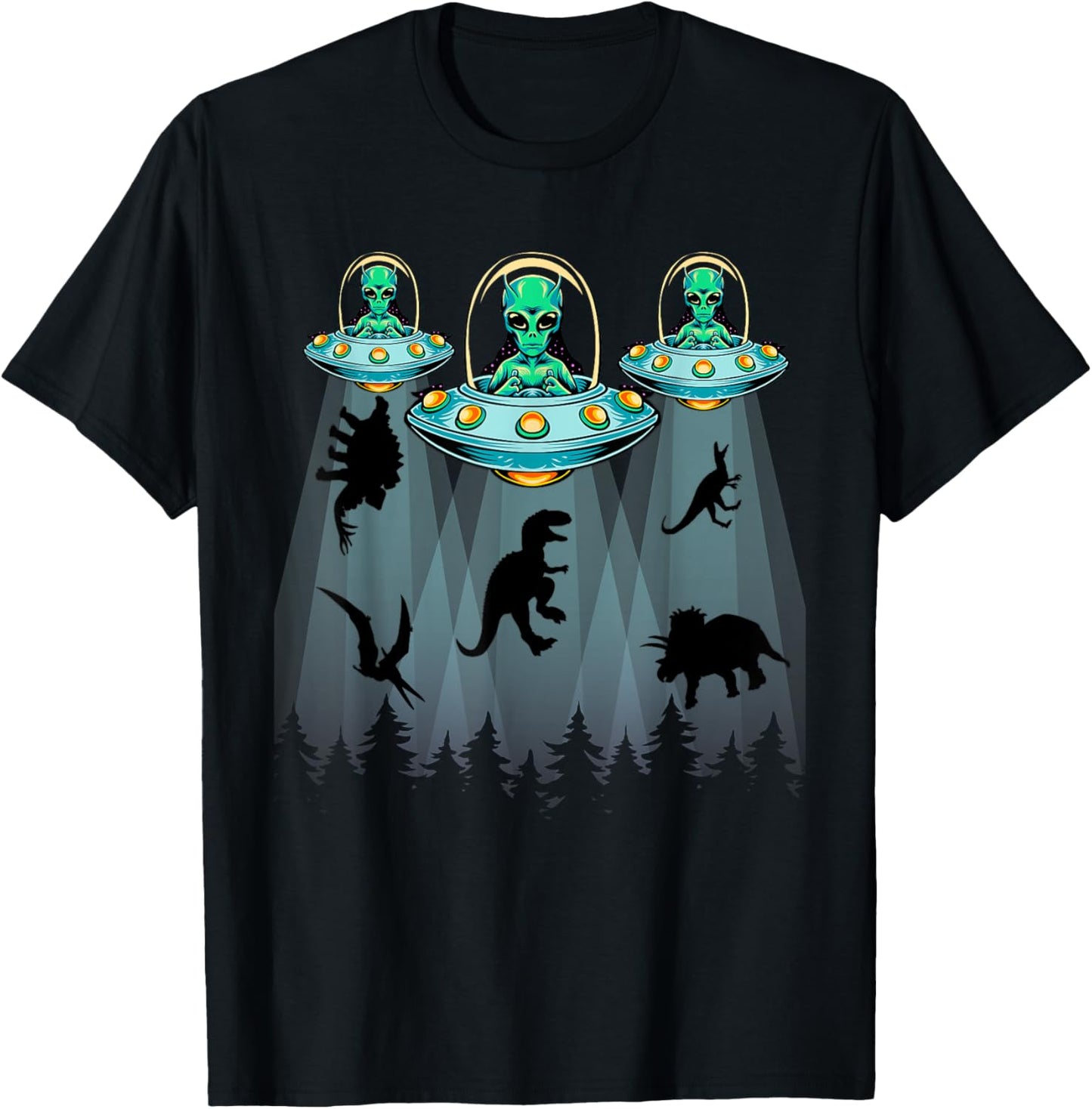 Dinosaur Aliens Shirts For Kids, T-rex Alien Abduction UFO T-Shirt