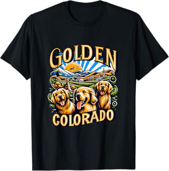 Golden Retrievers in Golden Colorado T-Shirt