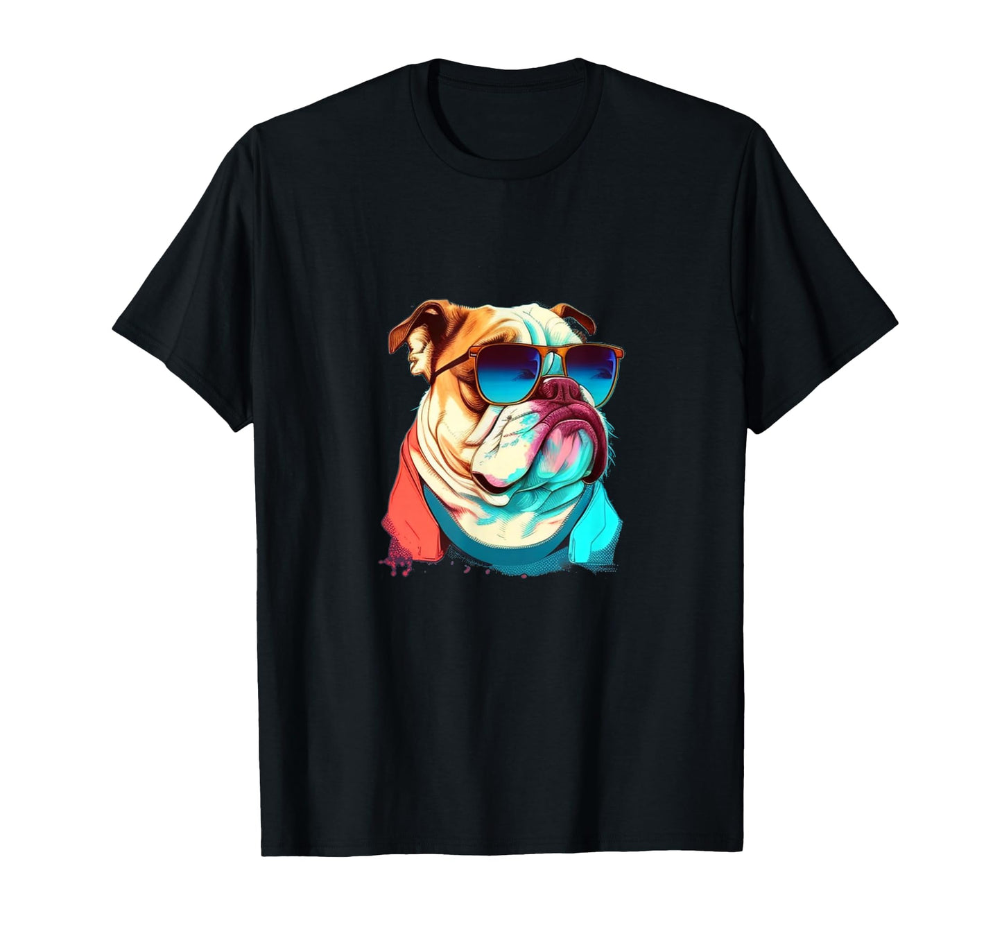 Funny English Bulldog with Sunglasses T-Shirt