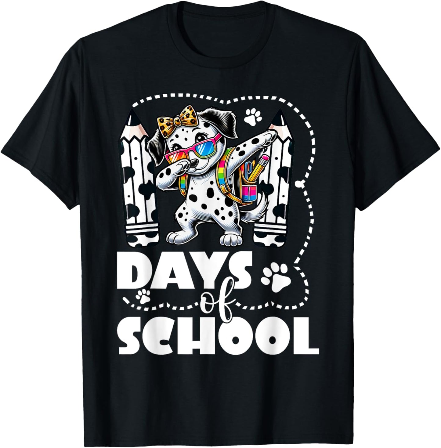 Happy 101 Days Of School Funny Dabbing Dog Pencil Boy Girl T-Shirt