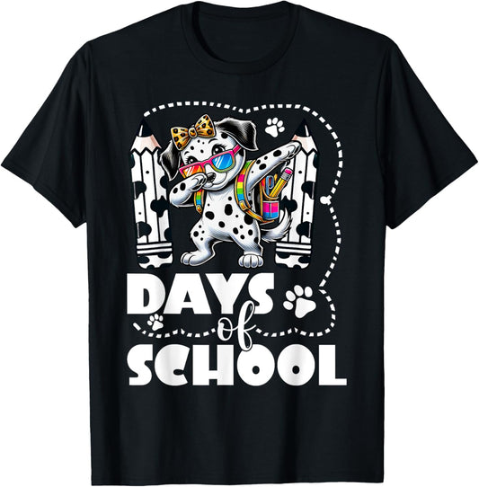 Happy 101 Days Of School Funny Dabbing Dog Pencil Boy Girl T-Shirt