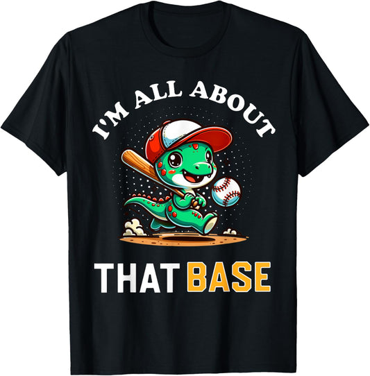 Funny Baseball Dinosaur T Rex Baseball Player Boys Kids Teen T-Shirt