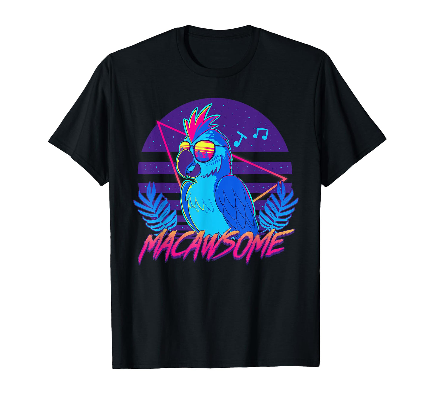 Macawsome - Macaw Parrot Retrowave 80s - T-Shirt T-Shirt