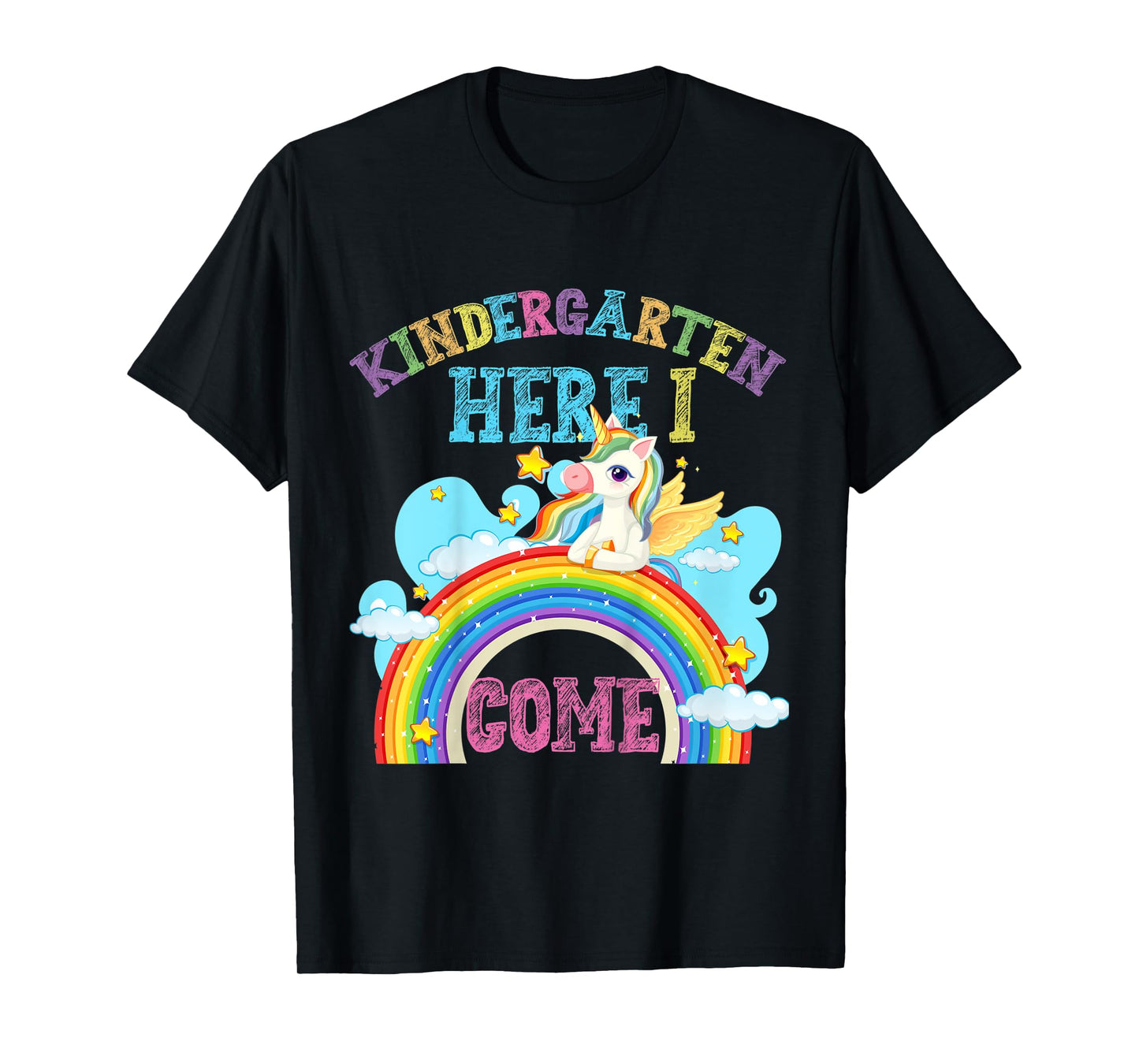 Kids Rainbow Unicorn Lover Kindergarten Here I Come School T-Shirt