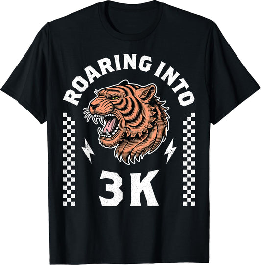 Roaring Into 3K Roaring Tiger Back to School Boy Girl Funny T-Shirt