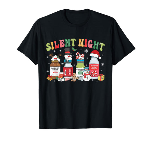 Nurse Christmas Silent Night Christmas Nurse ER ED ICU RN T-Shirt