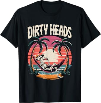 Chill Skeleton Dirty Heads Retro Beach Art for Men Women T-Shirt