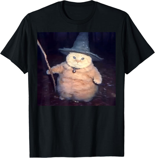 Wizard Cat Funny Halloween Cat Meme T-Shirt