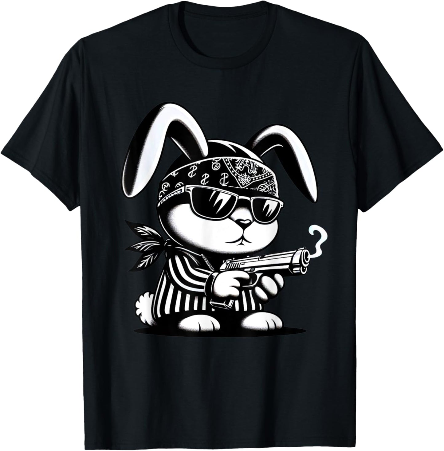 Thug Bunny Rabbit Gangster Rabbit With Gun Funny Rabbit T-Shirt