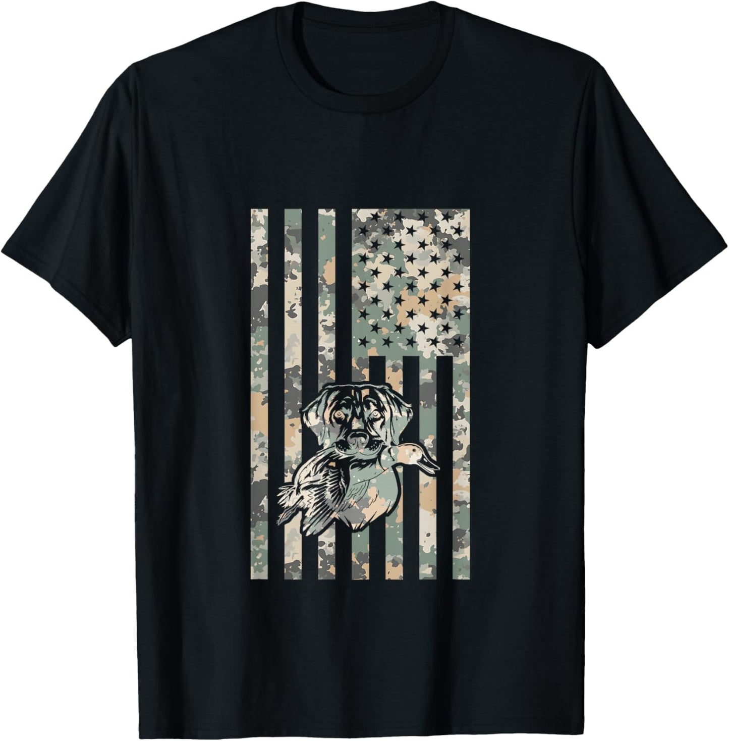 Waterfowl Hunting Camo Flag Labrador Dog Hunter T-Shirt