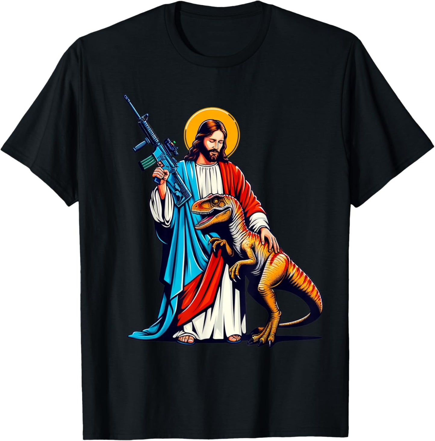Jesus and Raptor Shirt, Funny AR15 2nd Amendment Patriotic T-Shirt