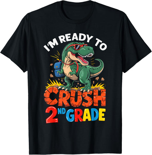 2nd Grade Back To School Dinosaur Second Grade For Boys Kids T-Shirt