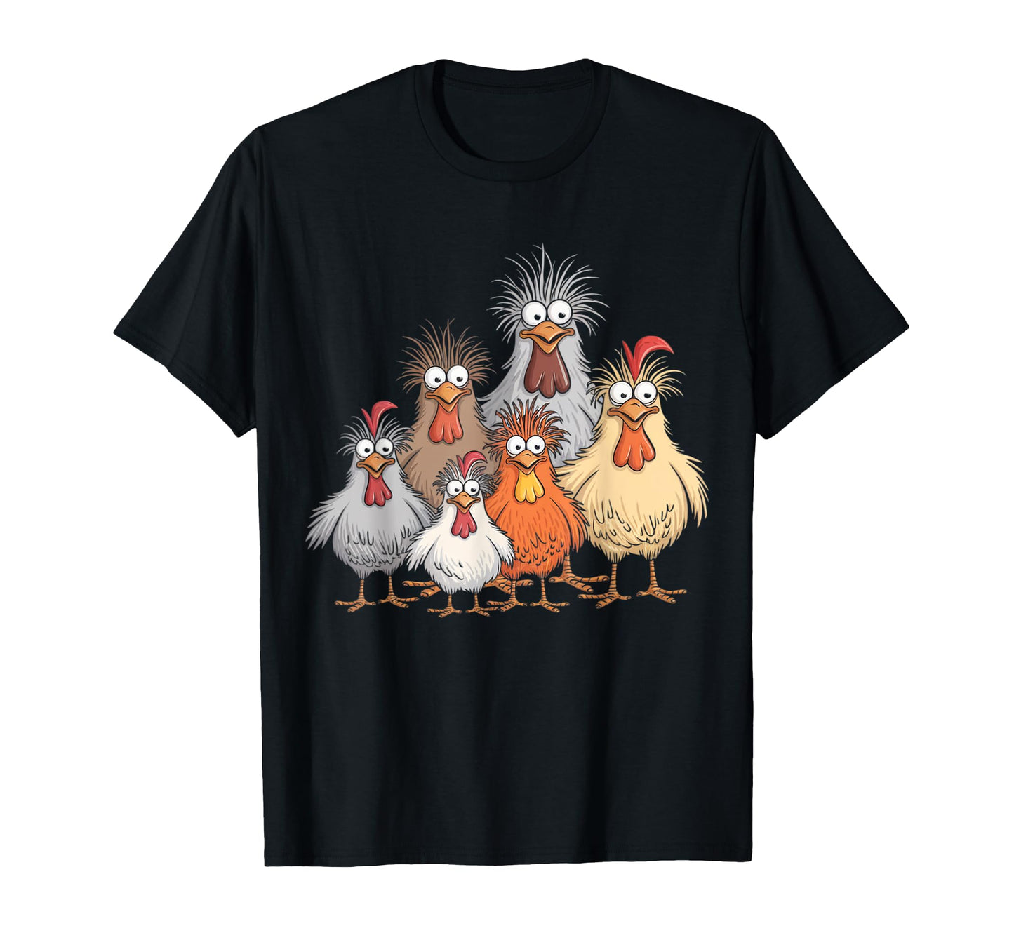 Eagerlys Colorful Funny Chicken Art, Crazy Chicken Family T-Shirt