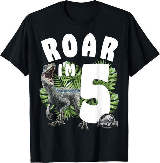 Jurassic World Birthday Raptor Roar I'm 5 T-Shirt